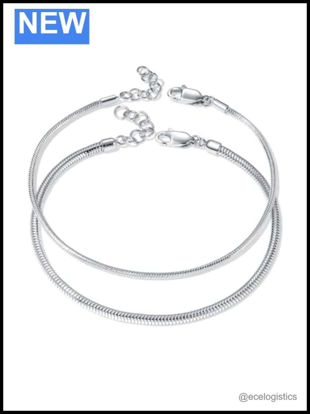 925 Sterling Silver Snake Chain Bracelet Set Couple Link Bracelets